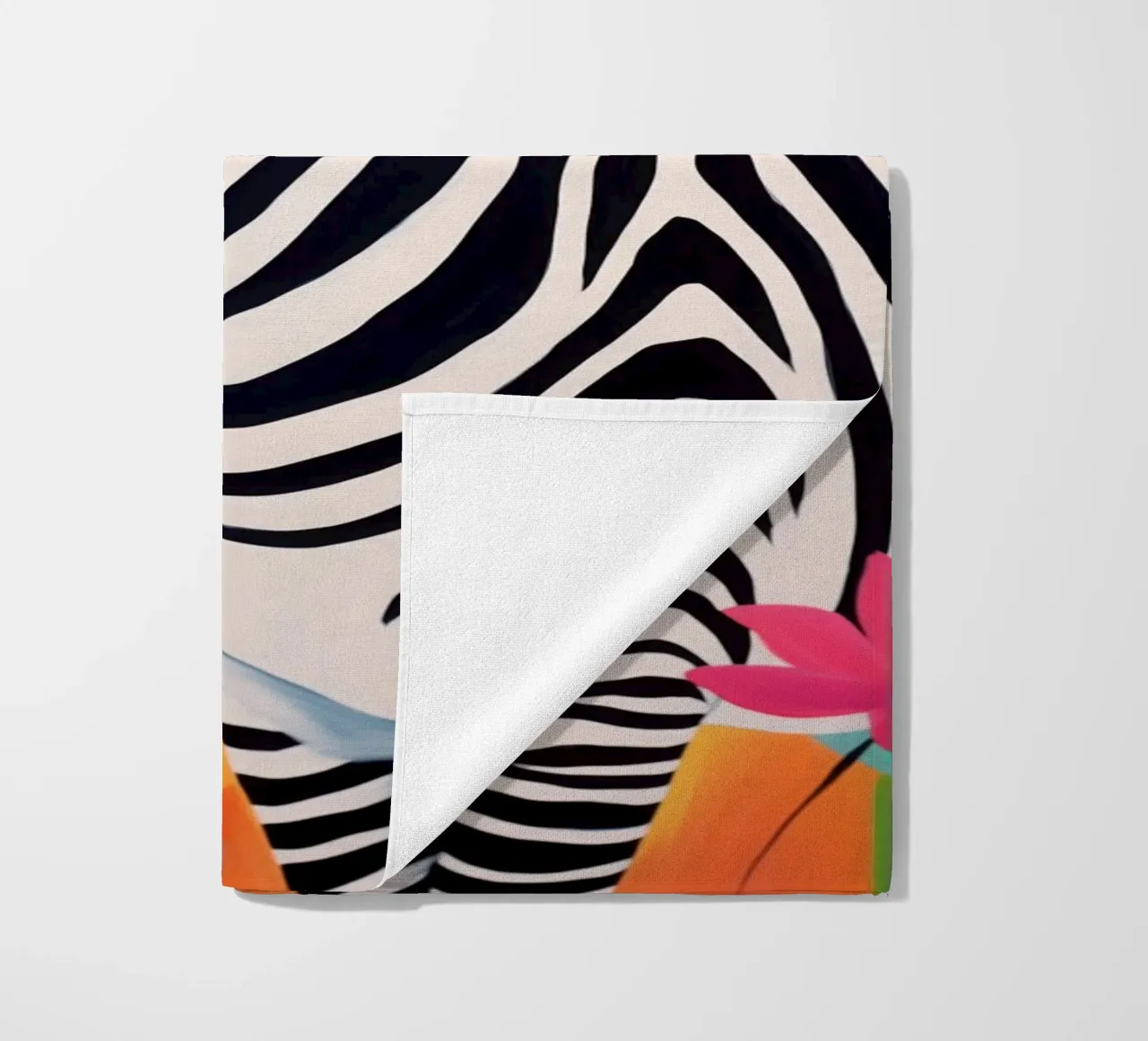Optimistic zebra with the popular stripes beach towel by Autofocus