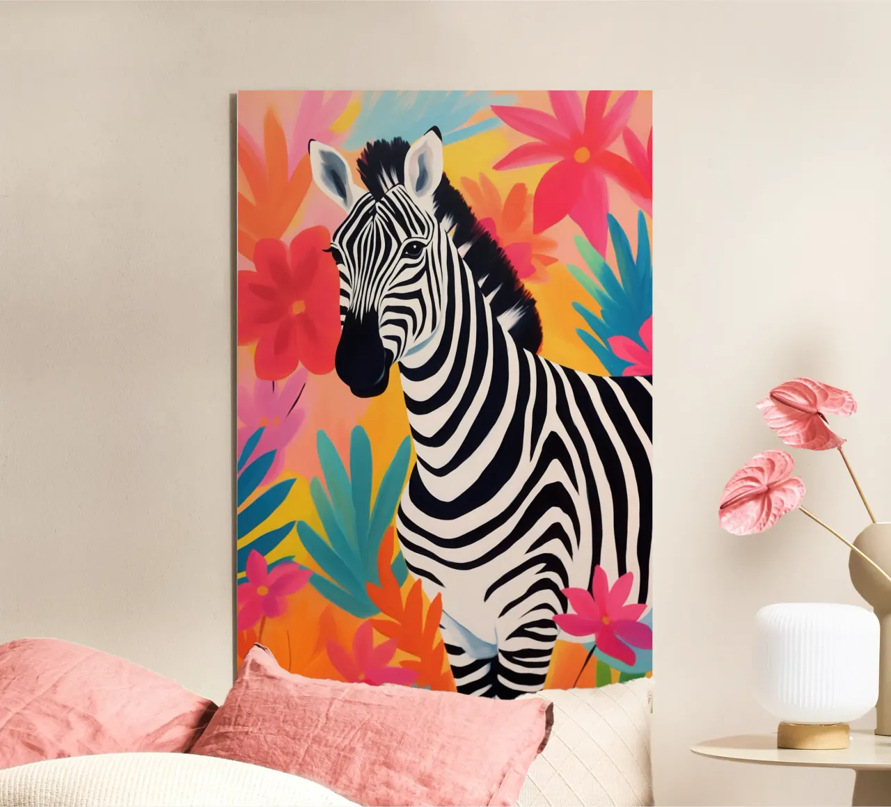 Optimistic zebra with the popular stripes alu-dibond by Autofocus