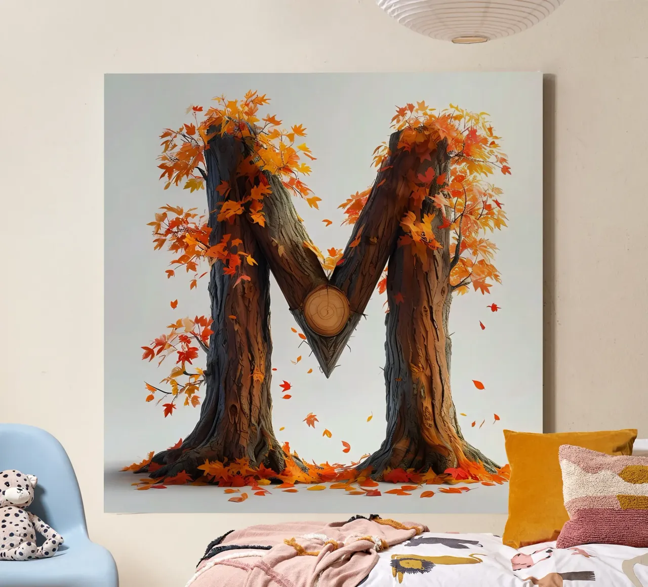 "M wie Majestät: Herbstlicher Baum" Leinwand mit Schattenfugenrahmen von inspirational quote