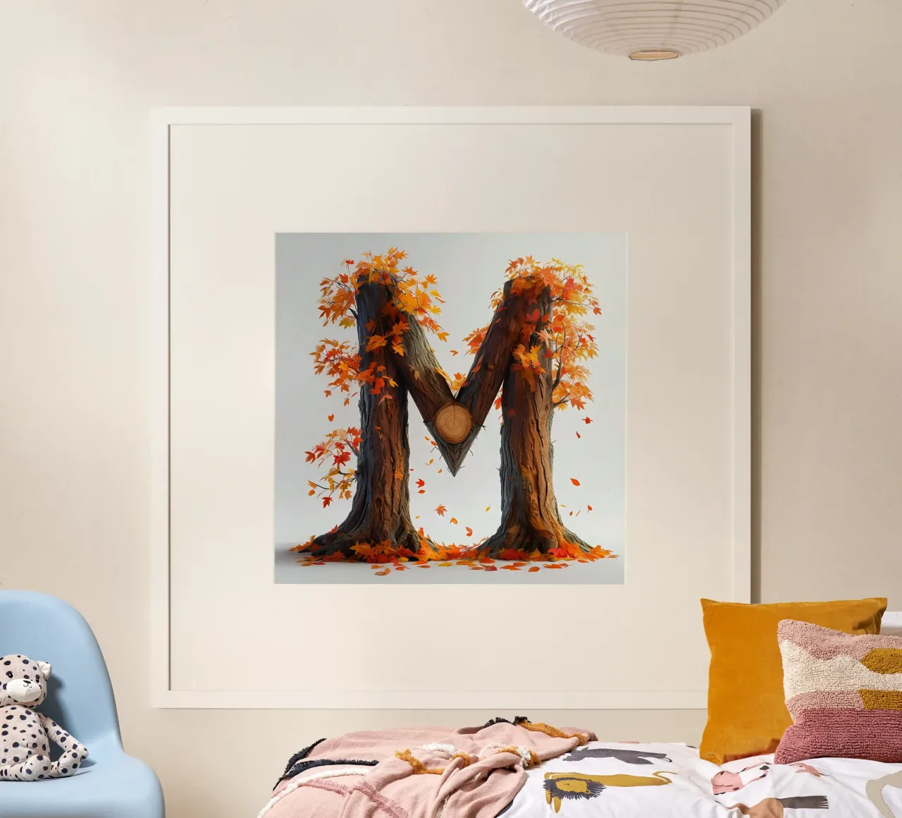 "M come Maestà: Albero autunnale" poster con telaio in alluminio da inspirational quote