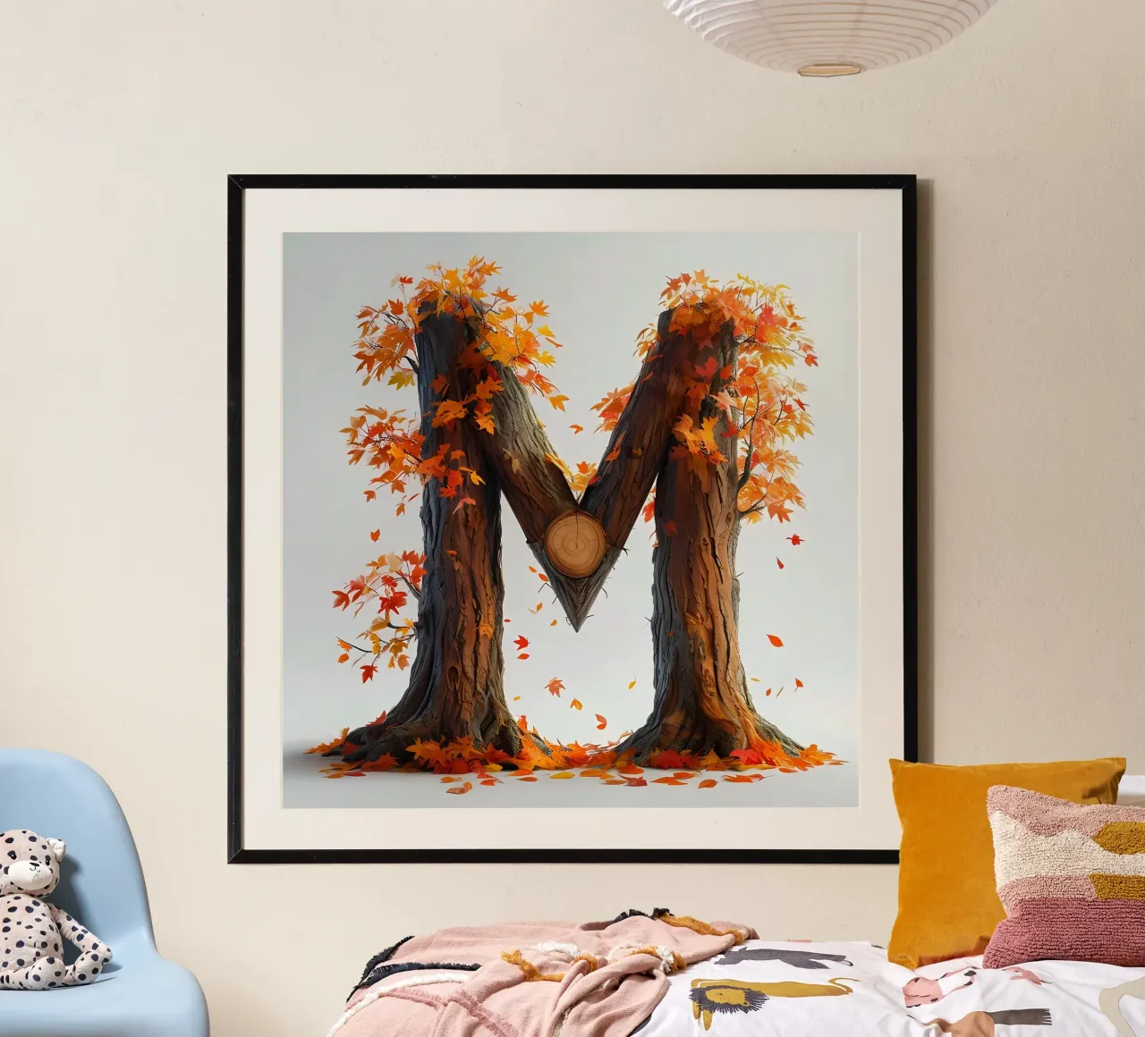 "M come Maestà: Albero autunnale" poster con telaio in alluminio da inspirational quote