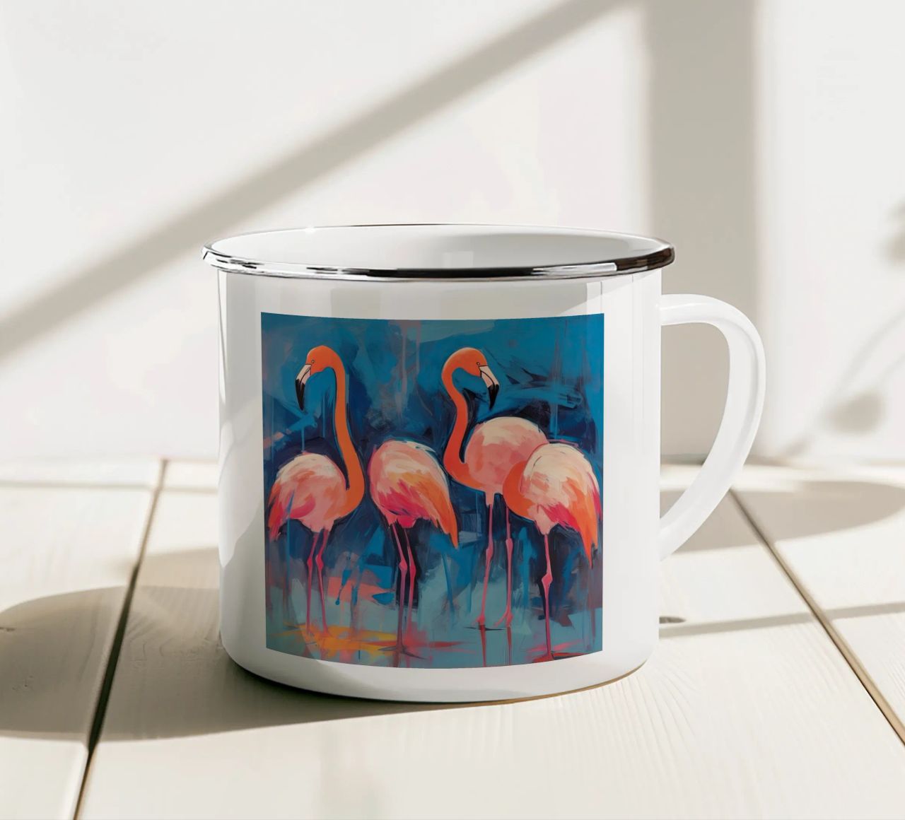 Flamingo-Vibes Emaille Tasse von DaarbyN
