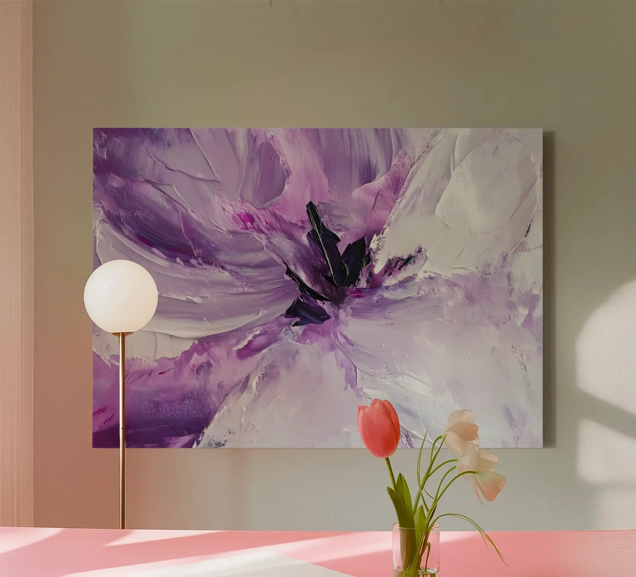 Pittura di fiori viola tela da IamHomeStudio