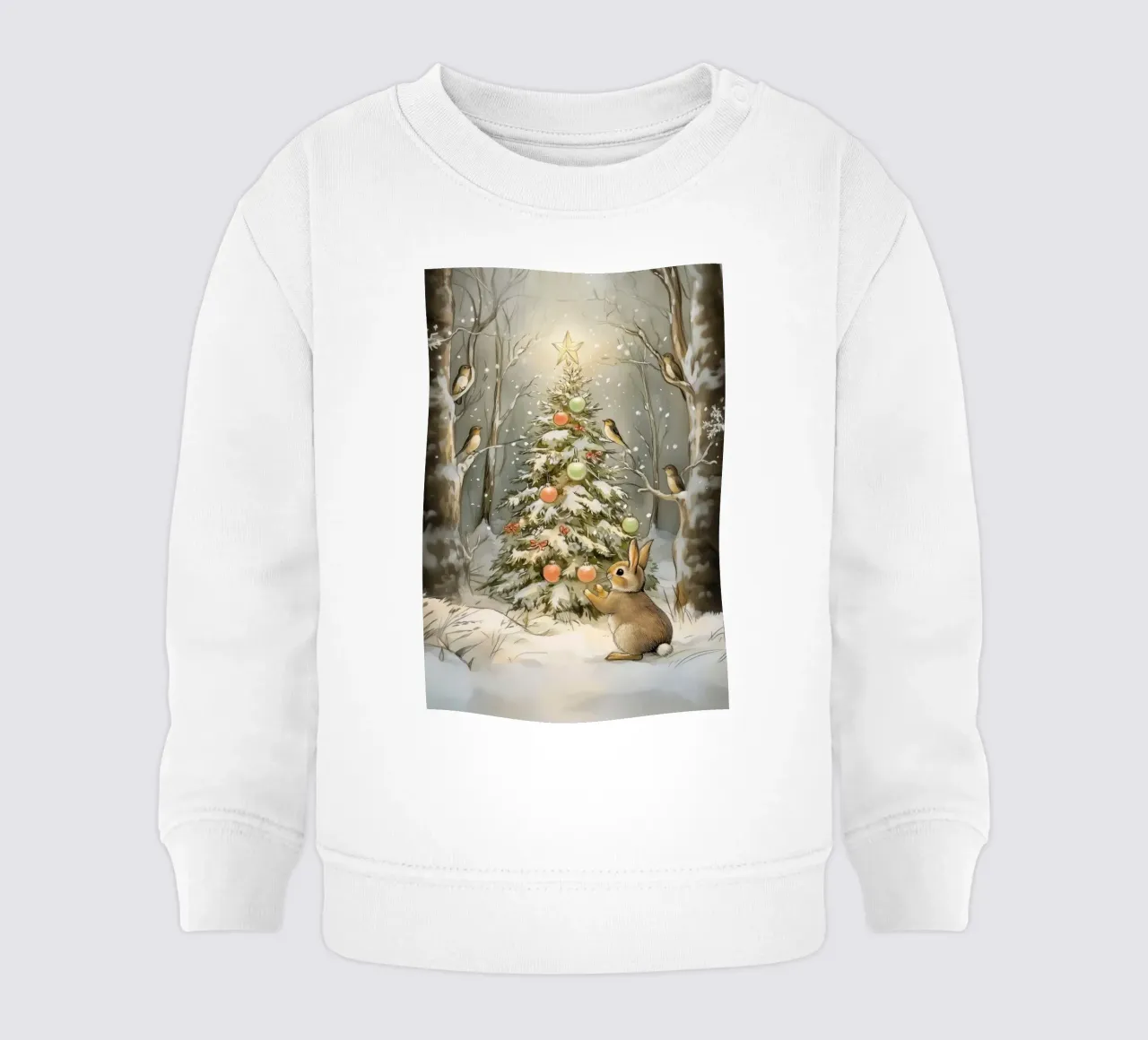 Albero di Natale nella foresta invernale felpa neonato da Melloi Art Print