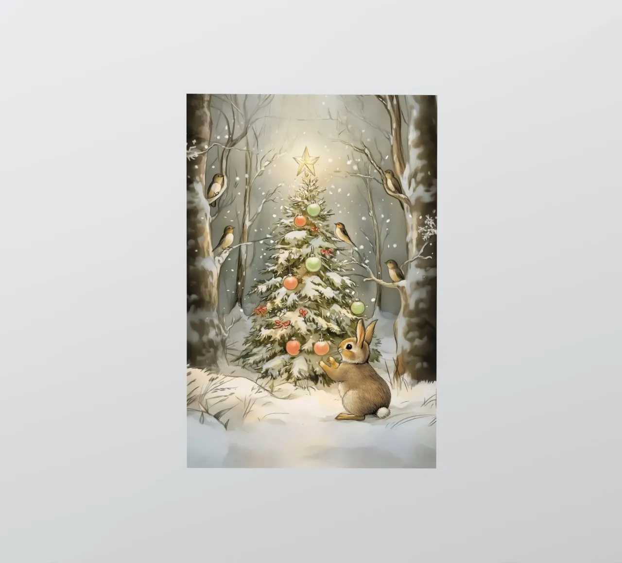 Albero di Natale nella foresta invernale adesivo da Melloi Art Print