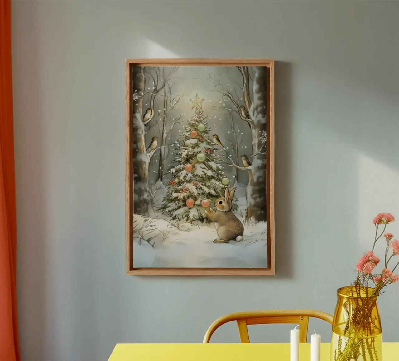 Albero di Natale nella foresta invernale tela da Melloi Art Print