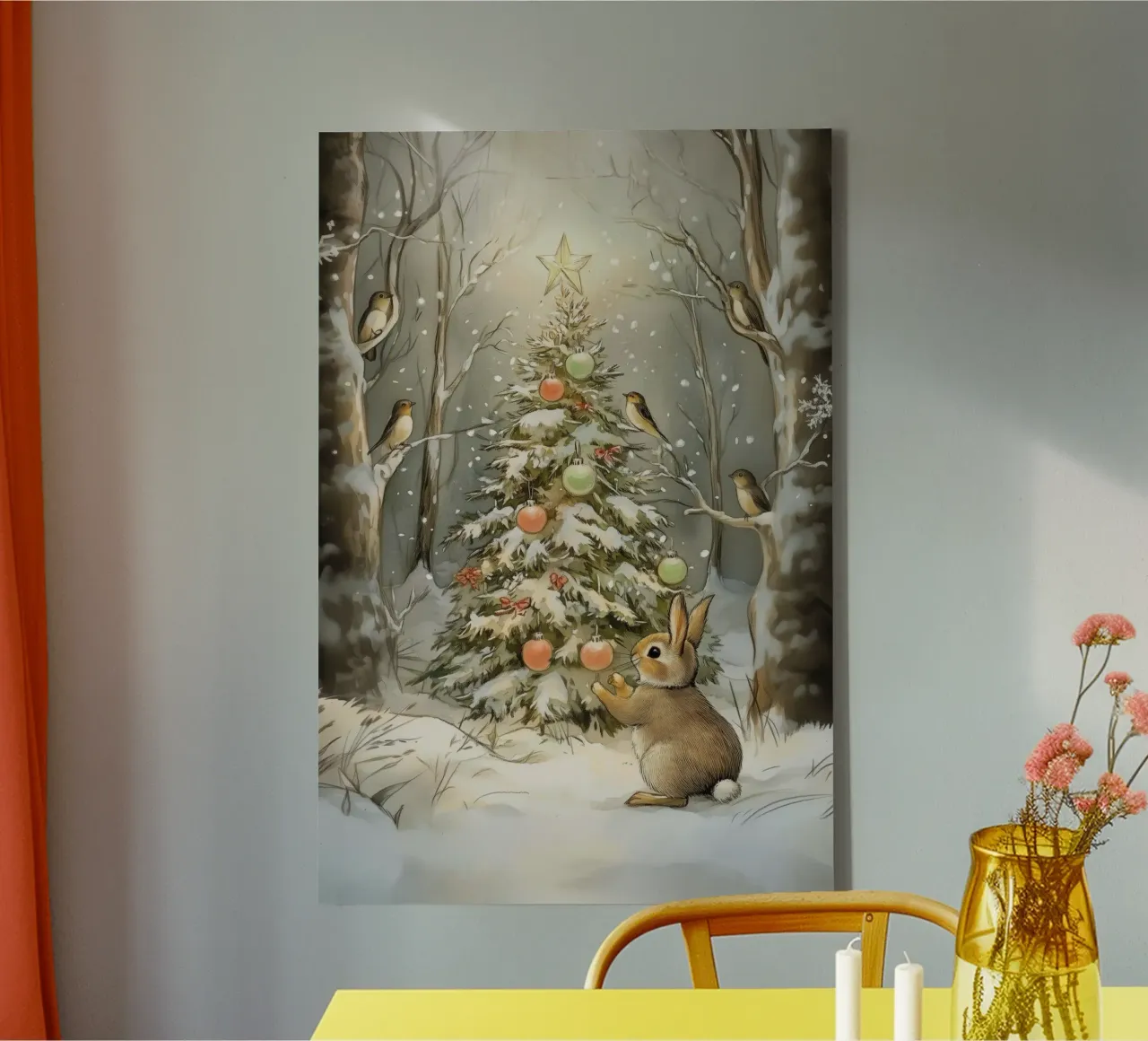 Albero di Natale nella foresta invernale tela da Melloi Art Print