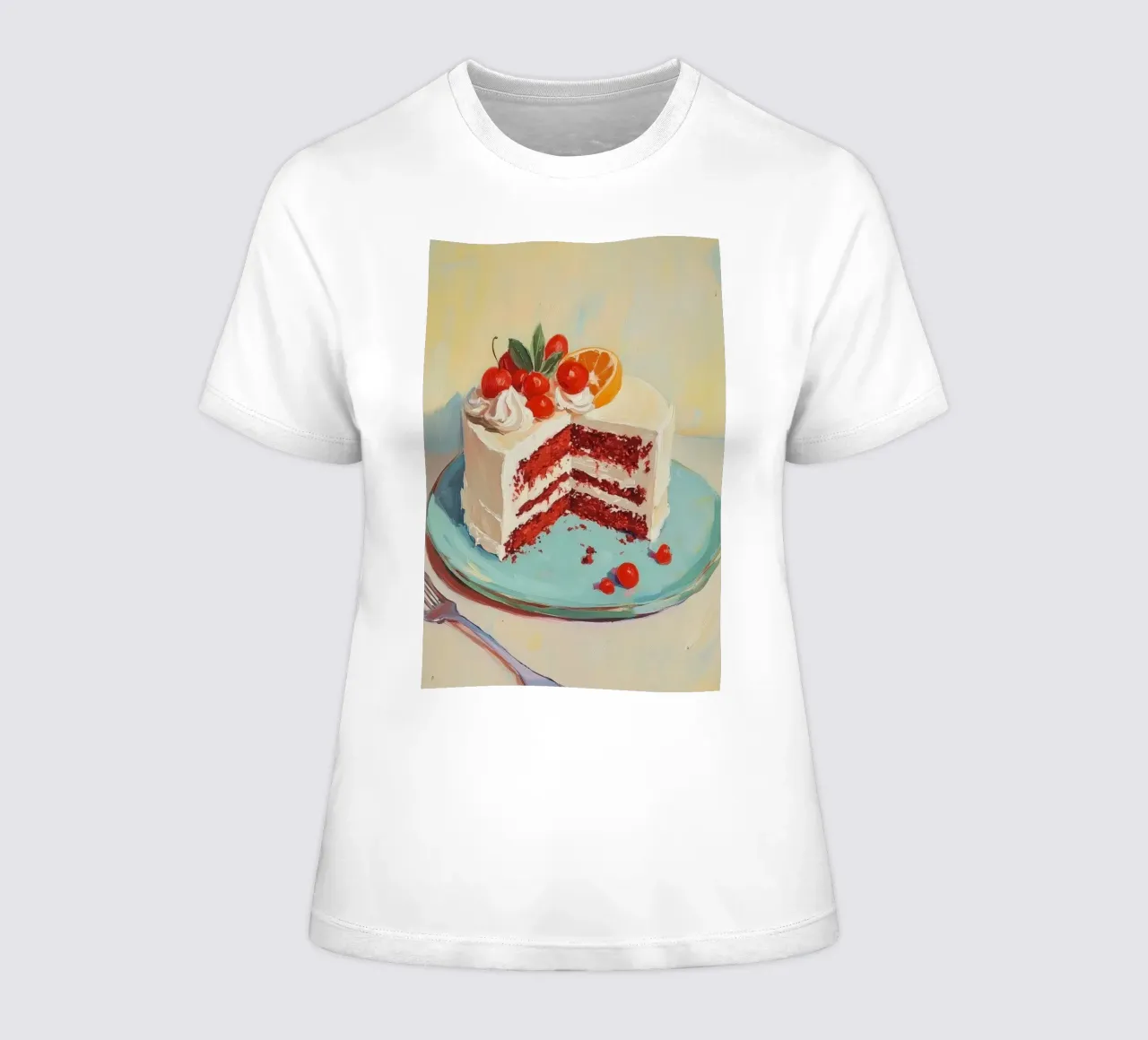 Red Velvet Cake with Frosting women's fitted t-shirt by Melloi Art Print