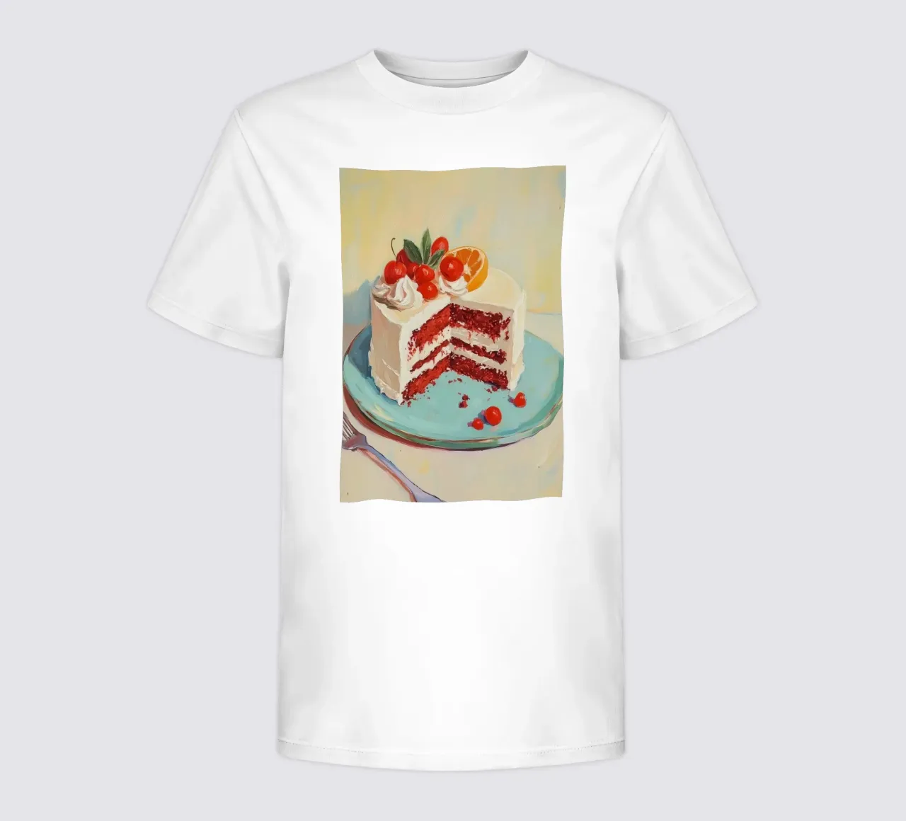 Red Velvet Cake with Frosting kids t-shirt by Melloi Art Print