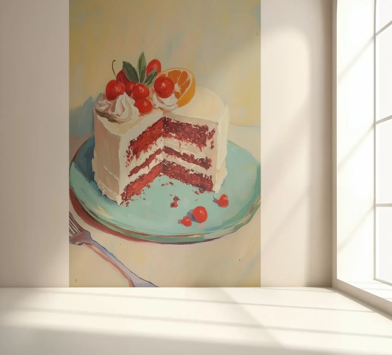 Red Velvet Cake with Frosting photo wallpaper by Melloi Art Print