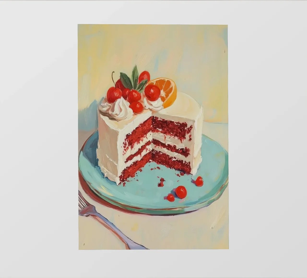 Red Velvet Cake with Frosting photo wallpaper by Melloi Art Print