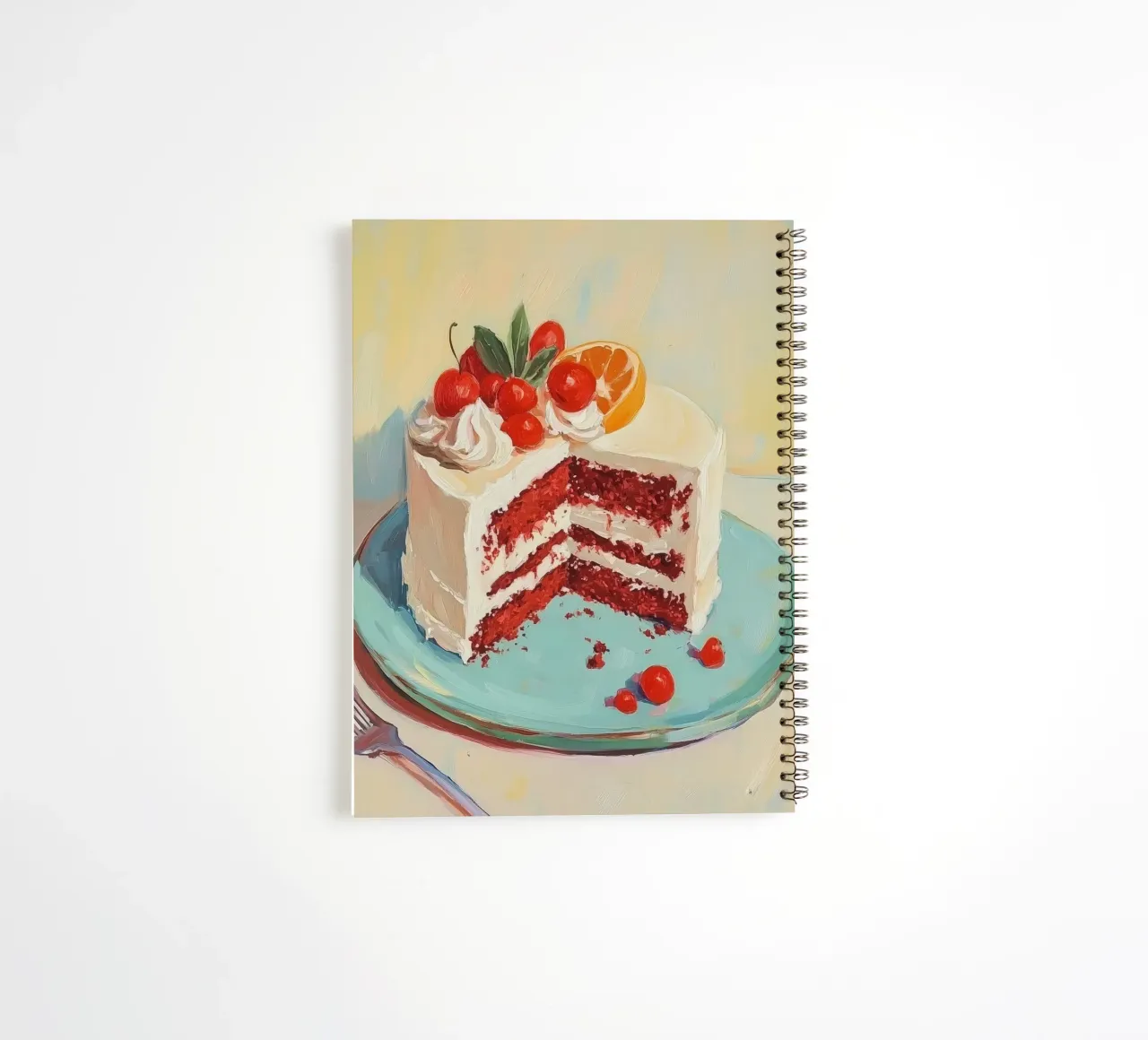 Red Velvet Cake with Frosting spiral notebook by Melloi Art Print
