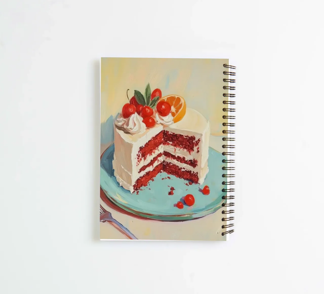 Red Velvet Cake with Frosting spiral notebook by Melloi Art Print