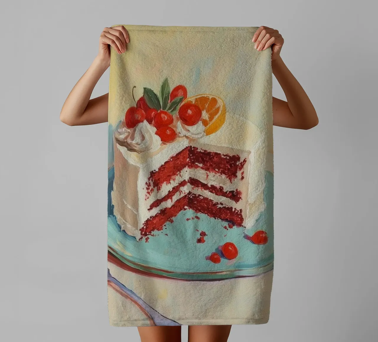 Red Velvet Cake with Frosting towel by Melloi Art Print