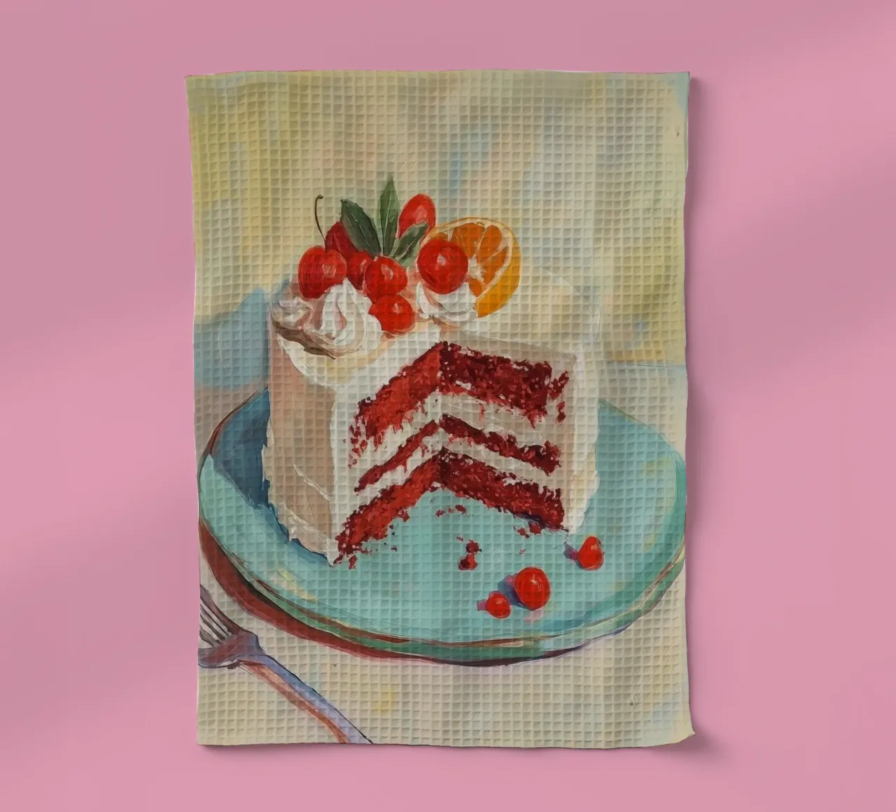 Gâteau velours rouge avec glaçage torchon de Melloi Art Print