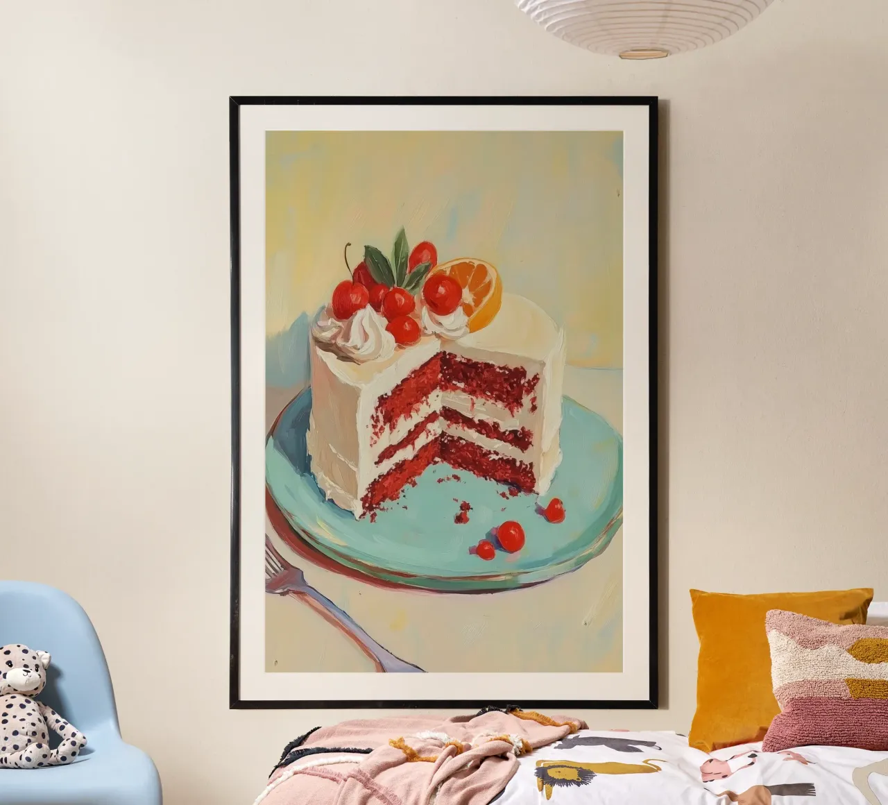Roter Samtkuchen mit Zuckerguss Poster von Melloi Art Print