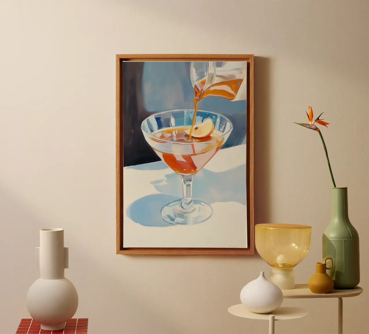 Citroenthee schenken in een cocktailglas canvas met Baklijst van Melloi Art Print