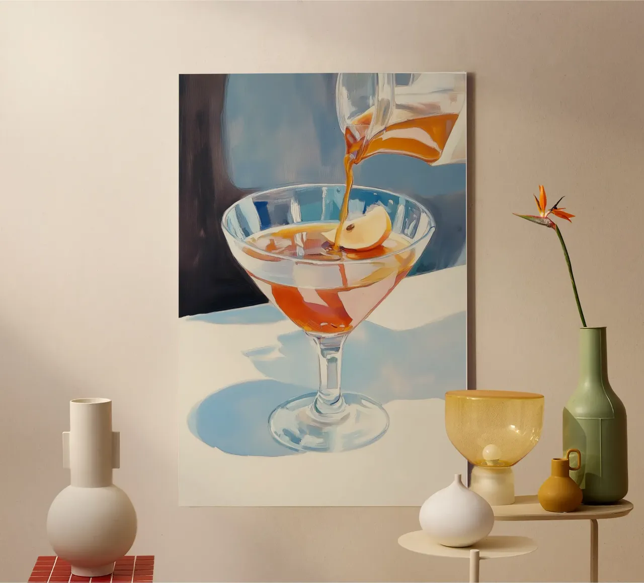 Citroenthee schenken in een cocktailglas canvas met Baklijst van Melloi Art Print