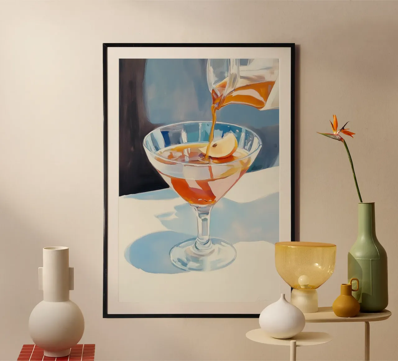 Tè al limone da versare nel bicchiere da cocktail poster da Melloi Art Print