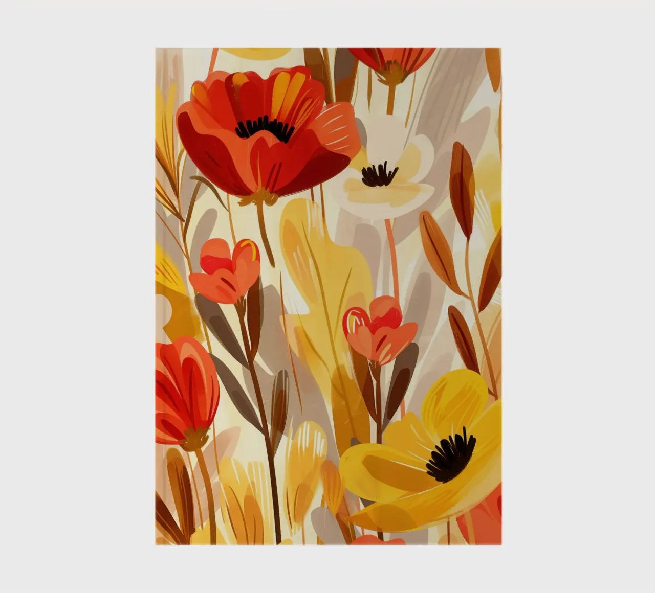 Decorative red and gold poppy | Scandinavian symphony notebook by Autofocus