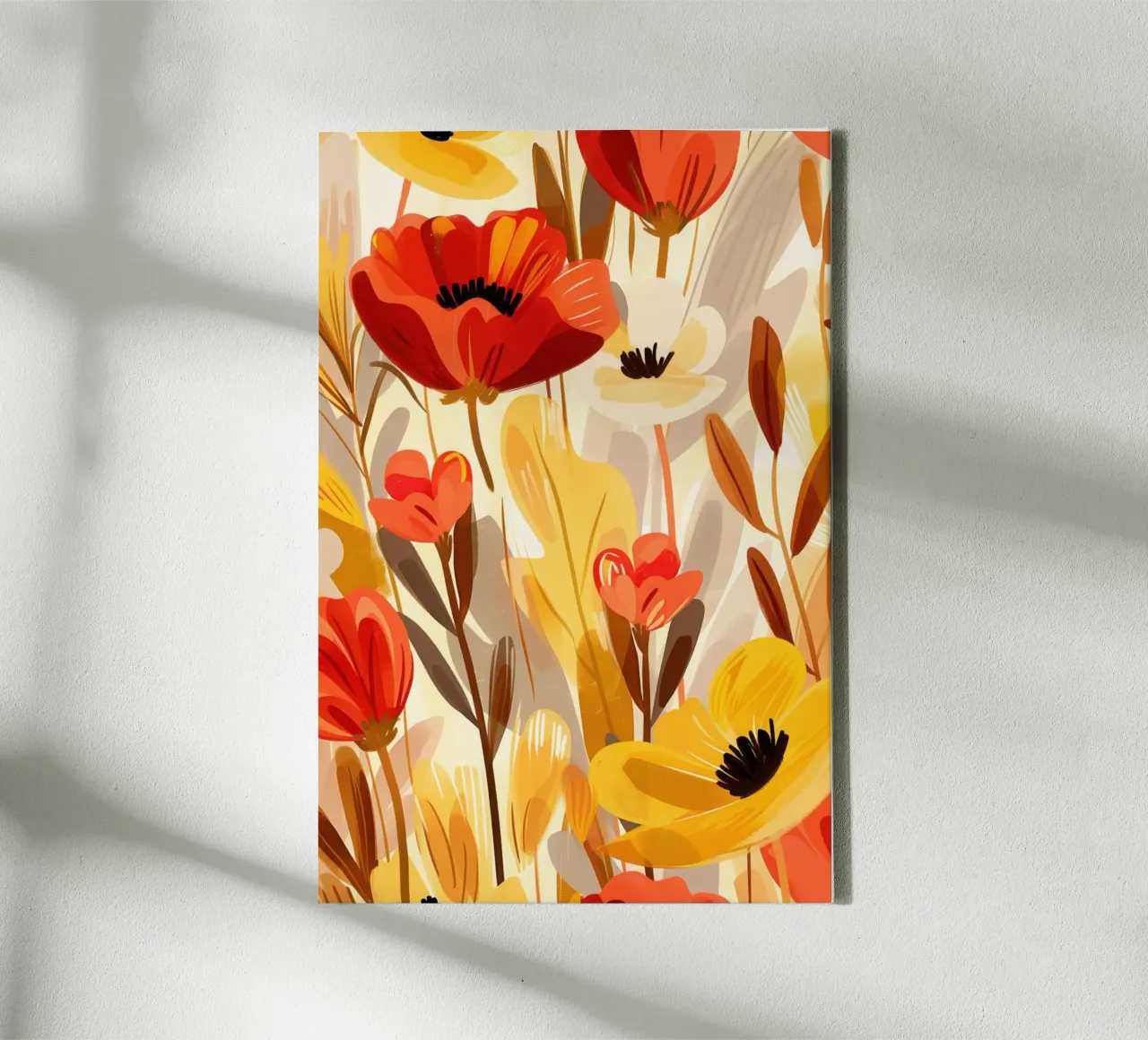 Decorative red and gold poppy | Scandinavian symphony canvas by Autofocus