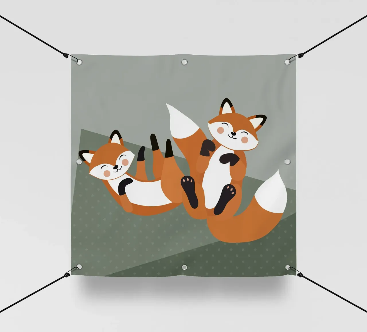 Fröhliche Füchse – Minimalistisches Waldtier-Design PVC Plane von namosh