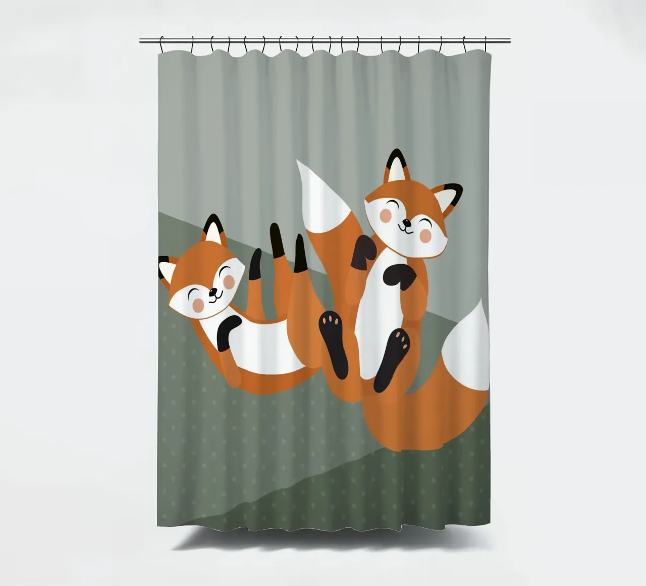 Fröhliche Füchse – Minimalistisches Waldtier-Design Duschvorhang von namosh