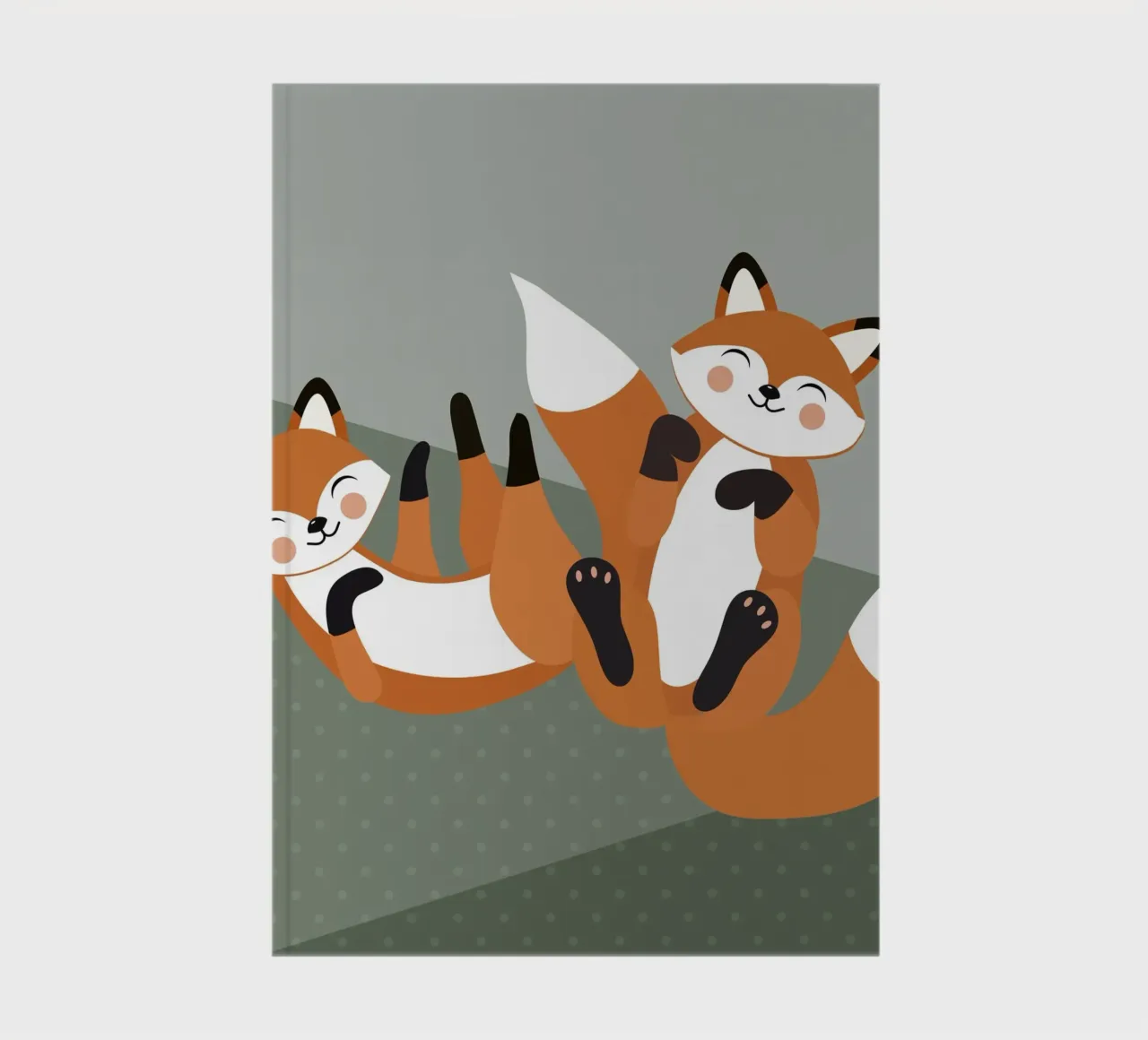 Cheerful foxes - minimalist forest animal design notebook by namosh