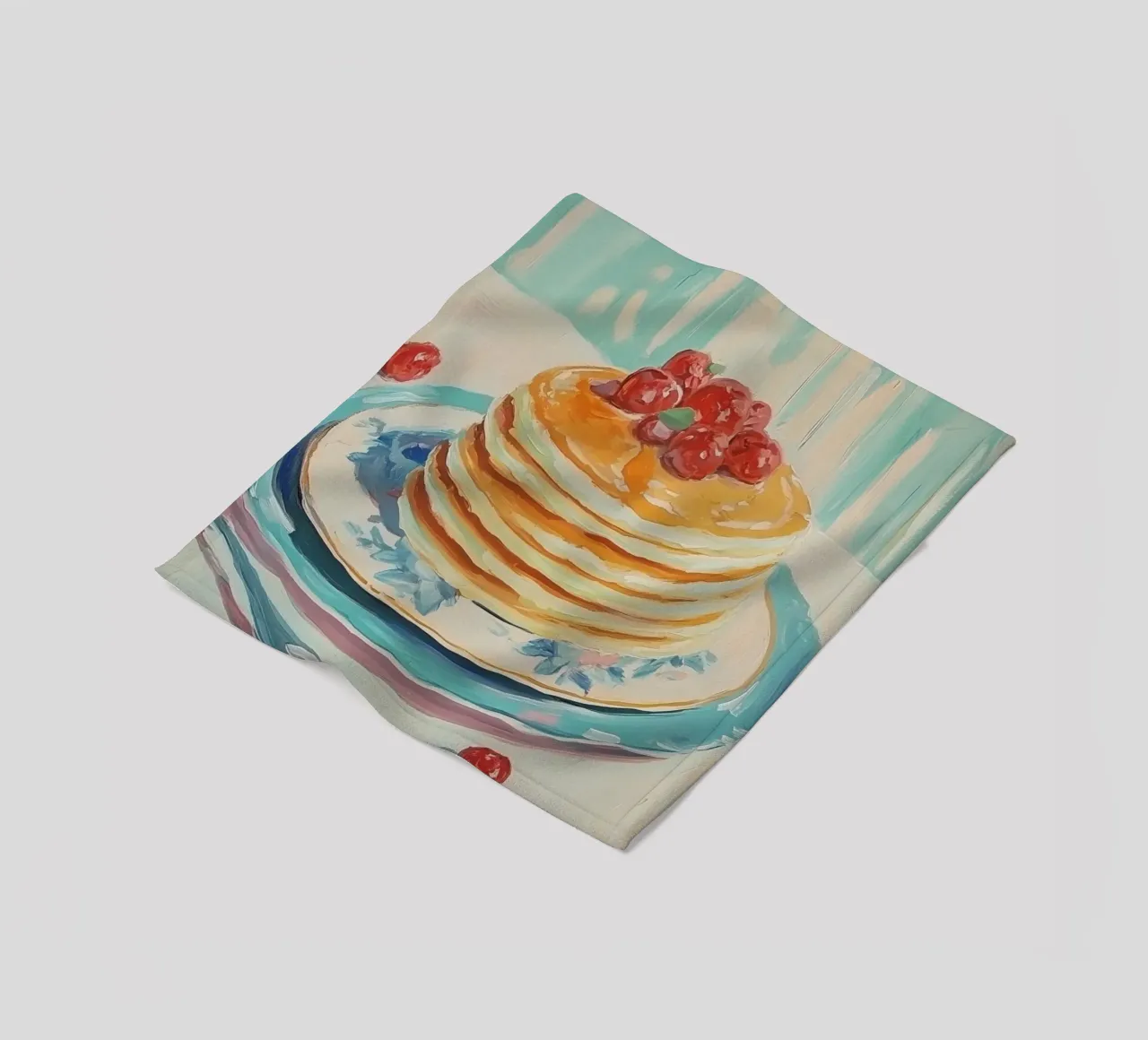 Pila di pancake con ciliegie coperta in pile da Melloi Art Print