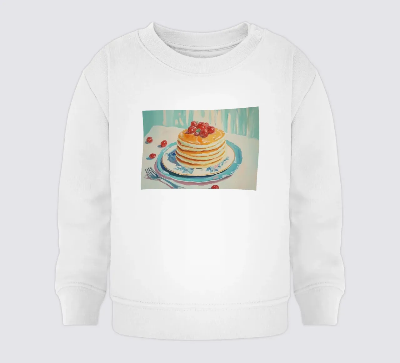Pila di pancake con ciliegie felpa neonato da Melloi Art Print
