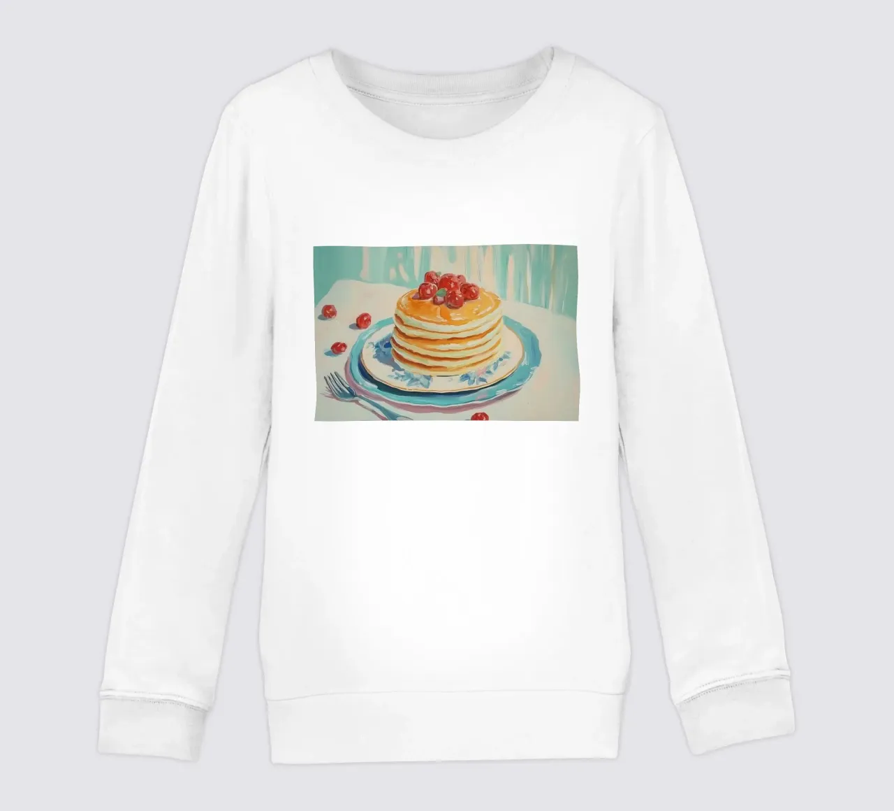 Pila di pancake con ciliegie felpa bambino da Melloi Art Print