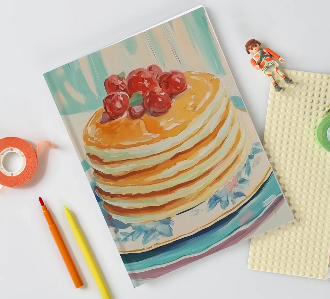 Stack of Pancakes with Cherries notebook by Melloi Art Print