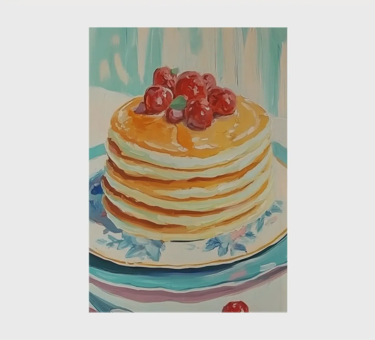 Stack of Pancakes with Cherries notebook by Melloi Art Print