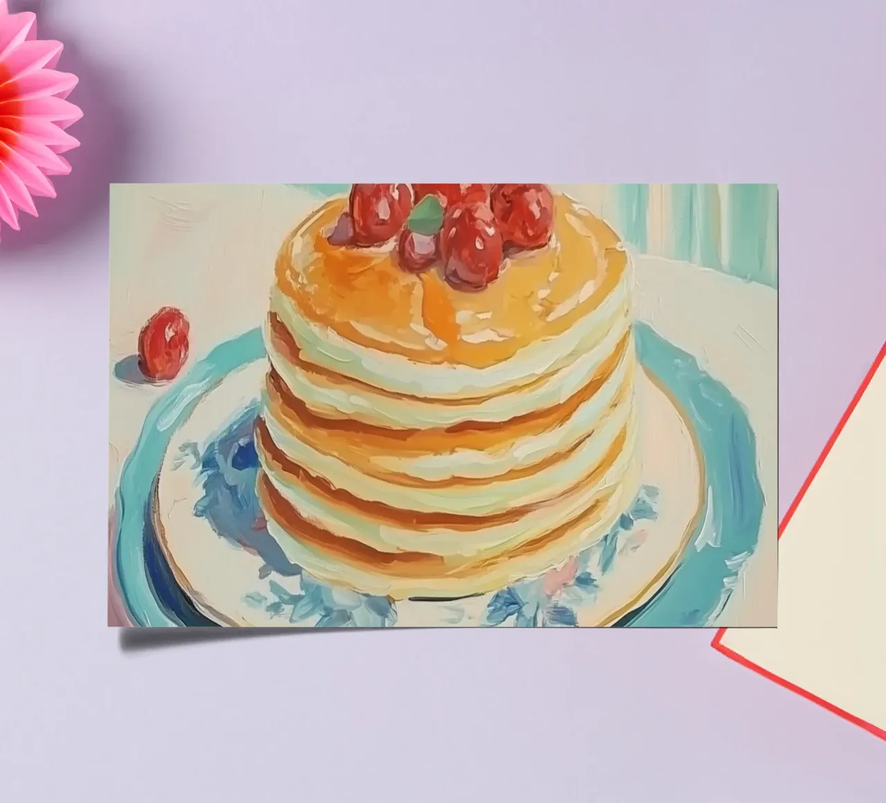 Pile de crêpes aux cerises planche autocollant de Melloi Art Print