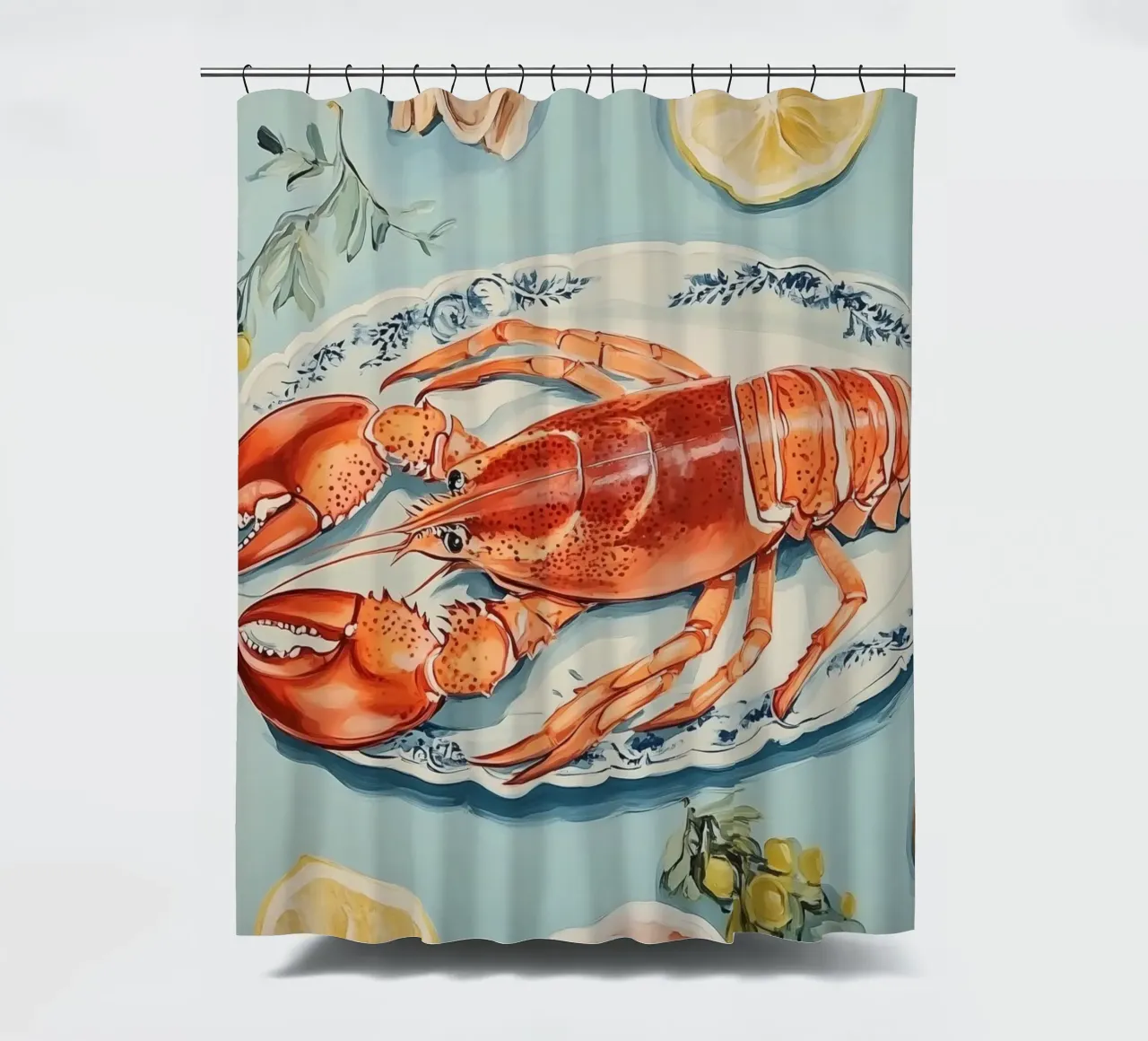 Red Lobster shower curtain by Melloi Art Print