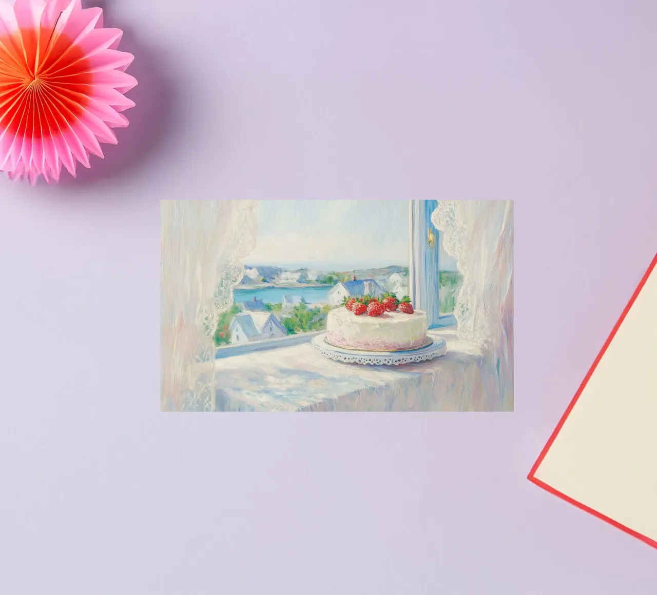 Gâteau aux fraises avec vue autocollant de Melloi Art Print