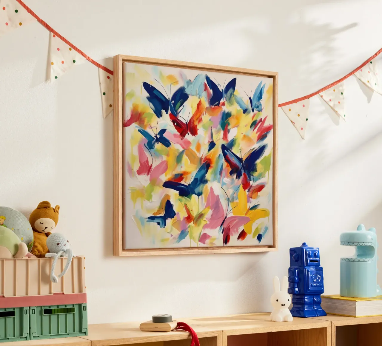 Dansende vlinders canvas met Baklijst van DaarbyN