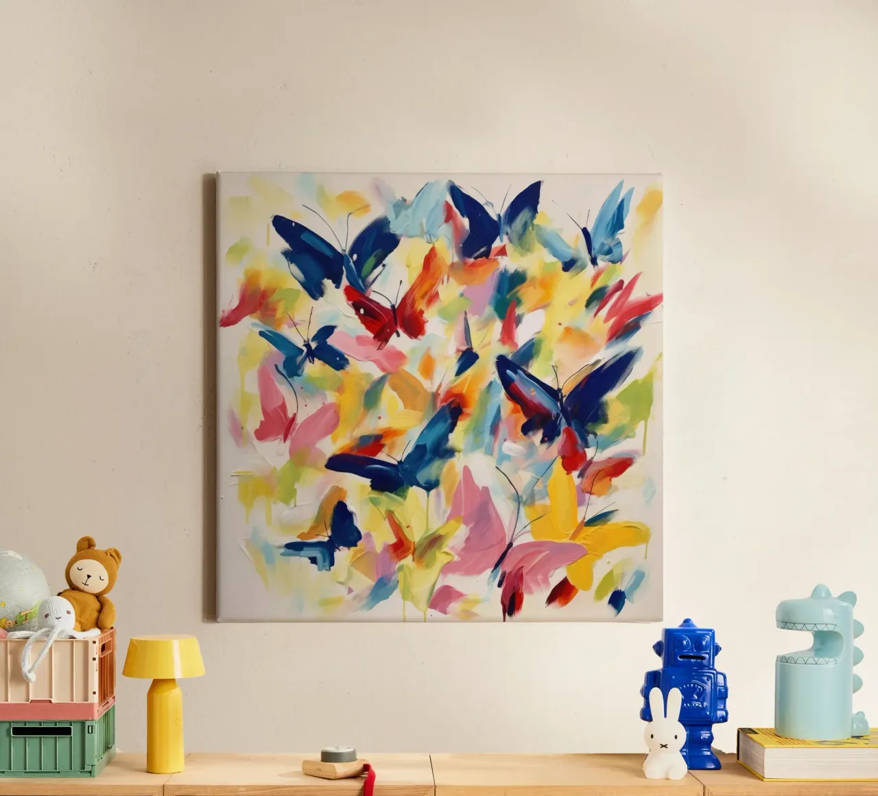Dansende vlinders canvas met Baklijst van DaarbyN