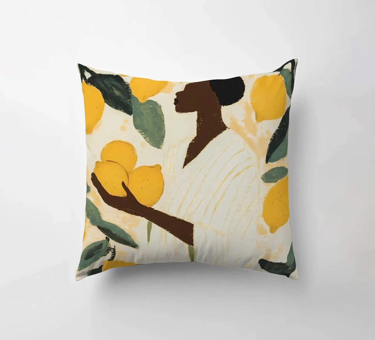 Donna nera con limoni cuscino da IamHomeStudio