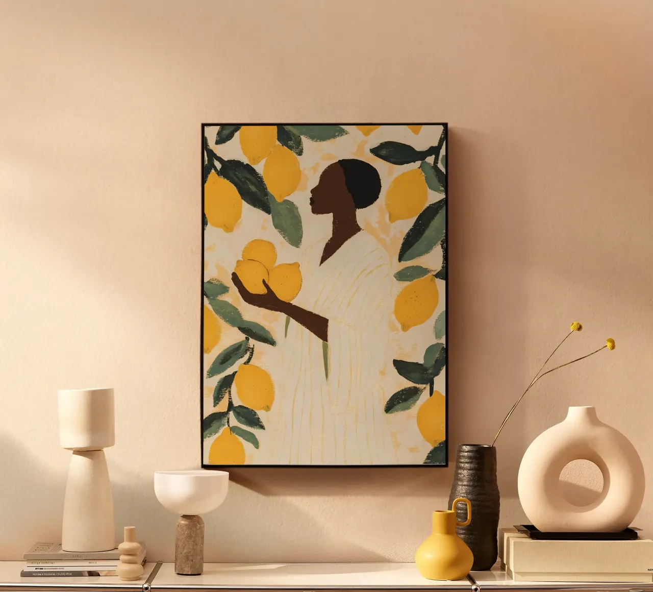 Donna nera con limoni plexiglass da IamHomeStudio