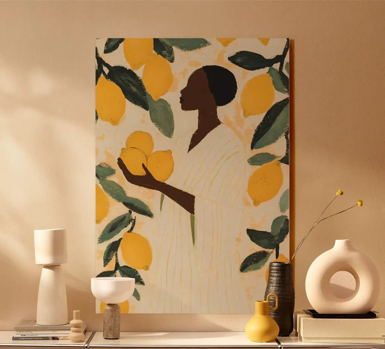 Donna nera con limoni plexiglass da IamHomeStudio