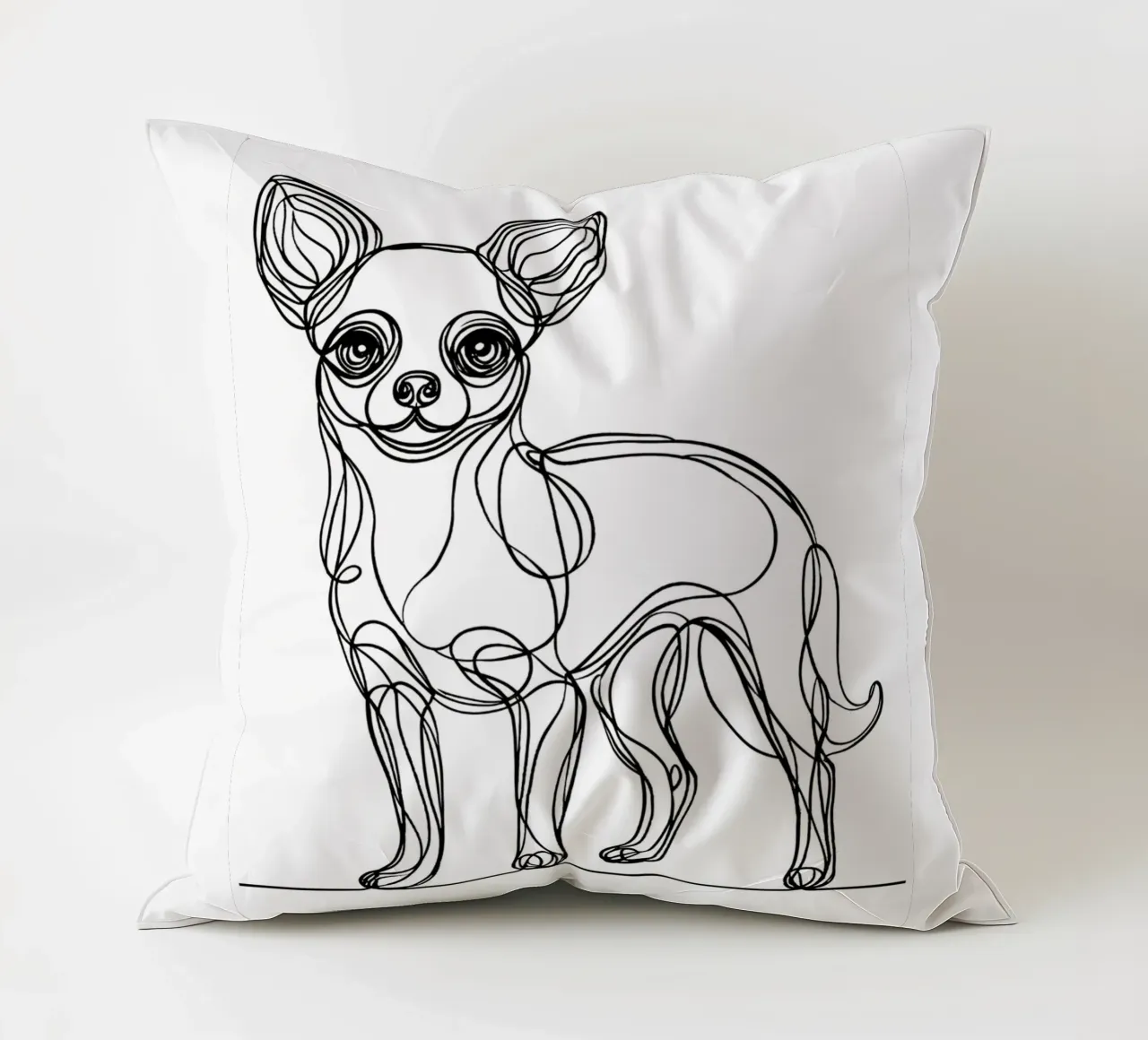 Chihuahua Dog Line Art Drawing decorative cushion by WijdevenDesign