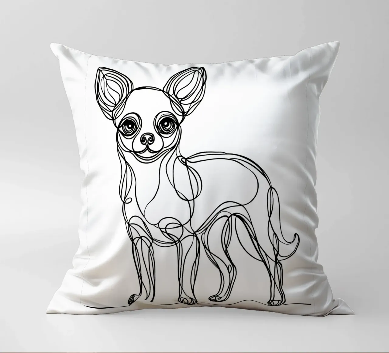Chihuahua Dog Line Art Drawing decorative cushion by WijdevenDesign