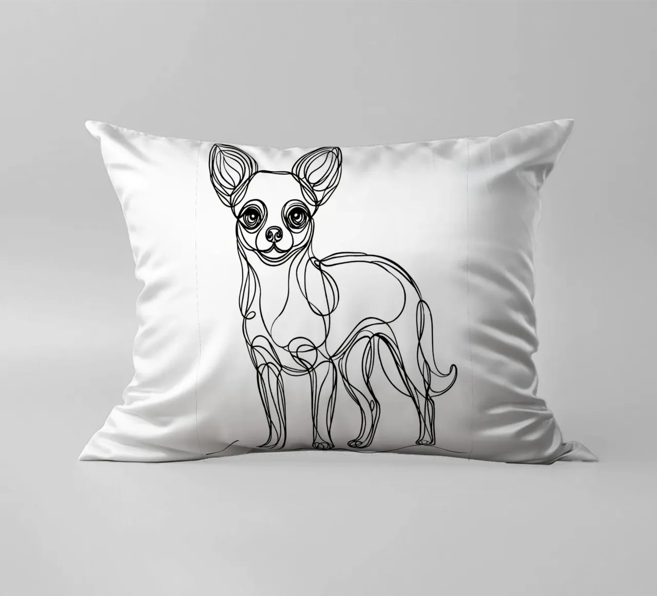 Chihuahua Dog Line Art Drawing decorative cushion by WijdevenDesign