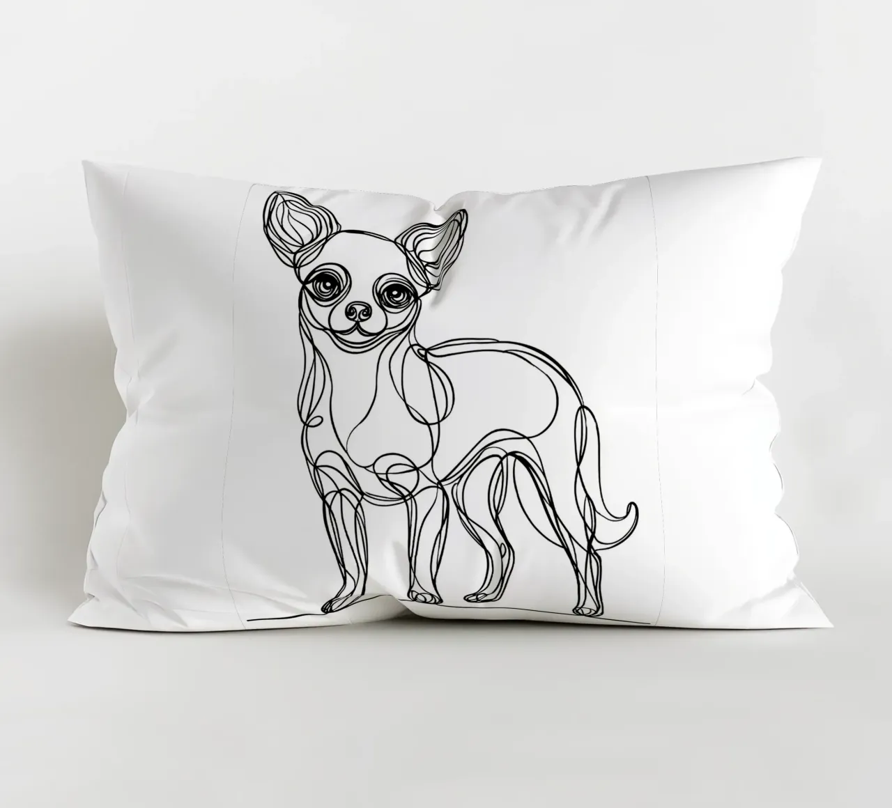 Chihuahua Dog Line Art Drawing decorative cushion by WijdevenDesign