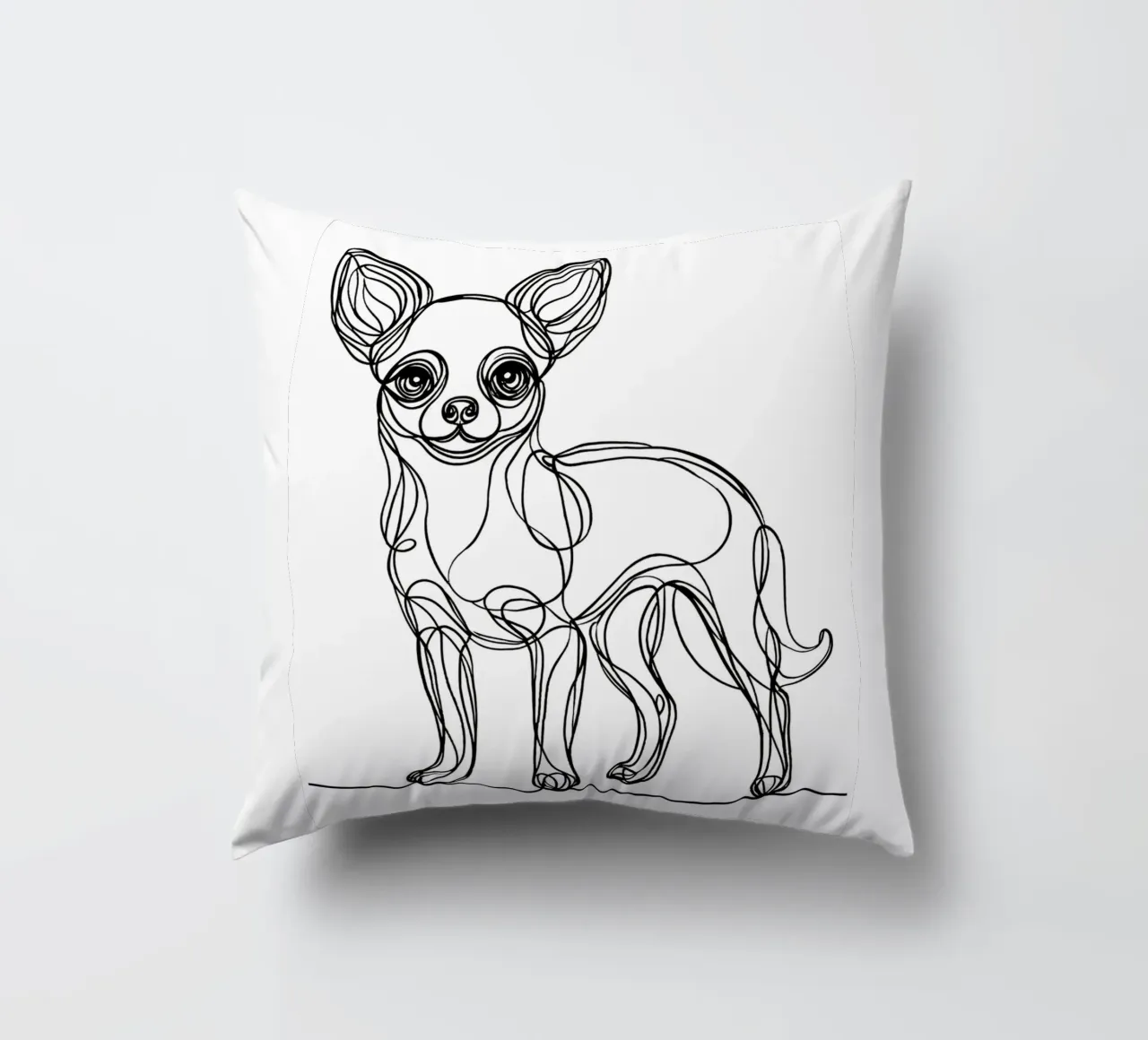 Chihuahua Dog Line Art Drawing decorative cushion by WijdevenDesign
