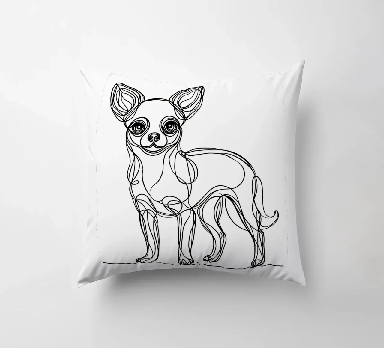 Chihuahua Dog Line Art Drawing decorative cushion by WijdevenDesign