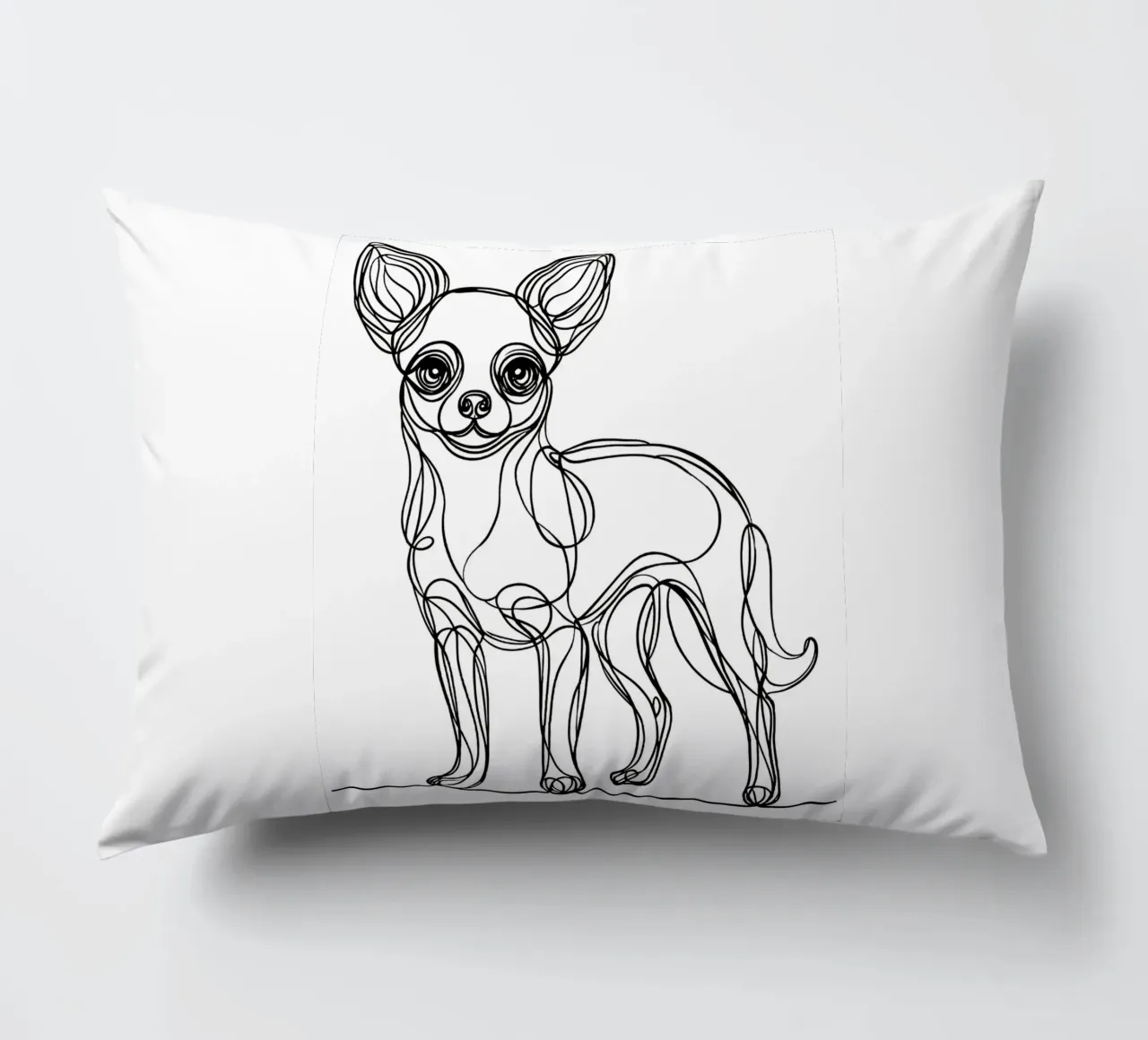 Chihuahua Dog Line Art Drawing decorative cushion by WijdevenDesign
