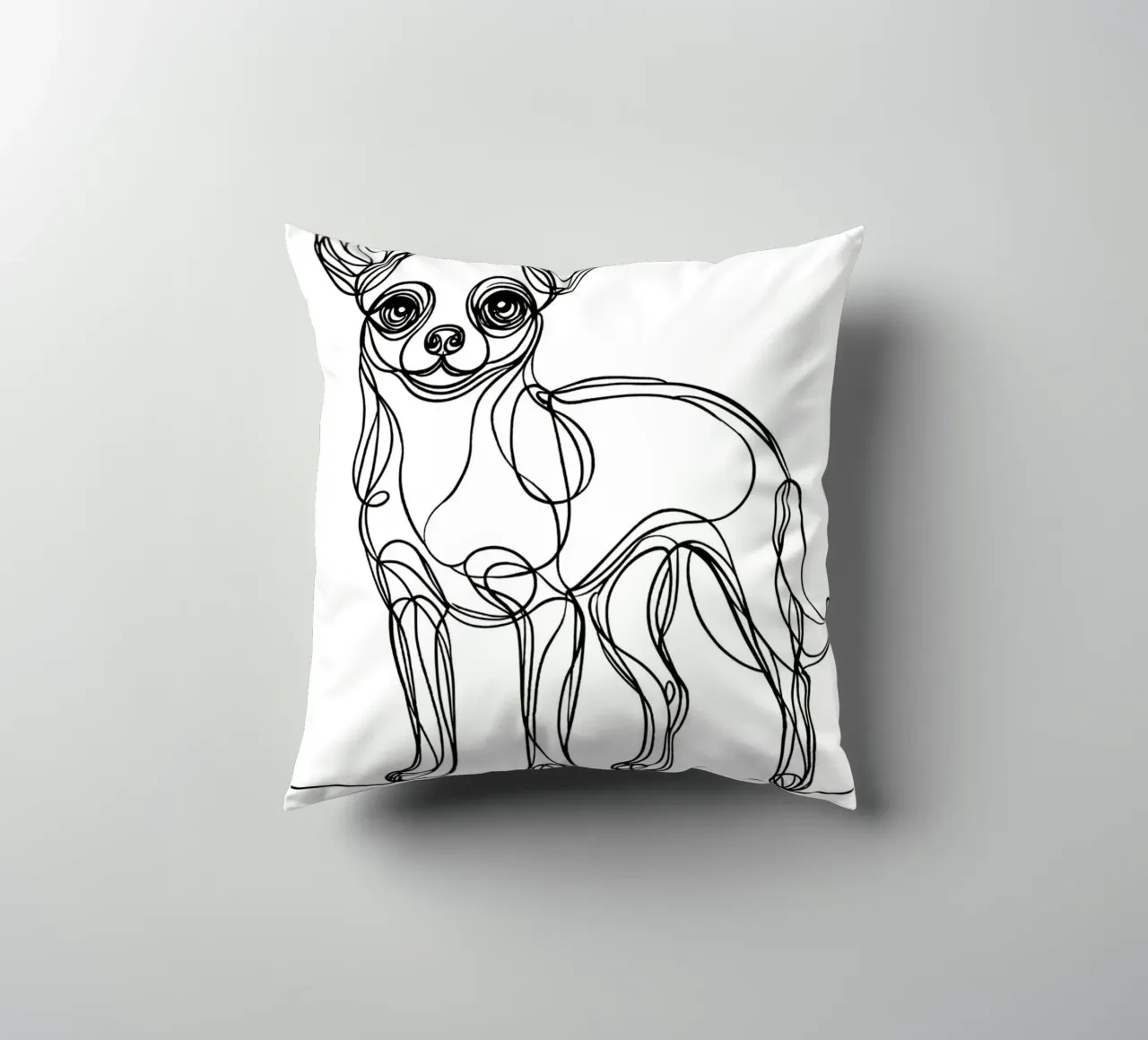 Chihuahua Dog Line Art Drawing decorative cushion by WijdevenDesign