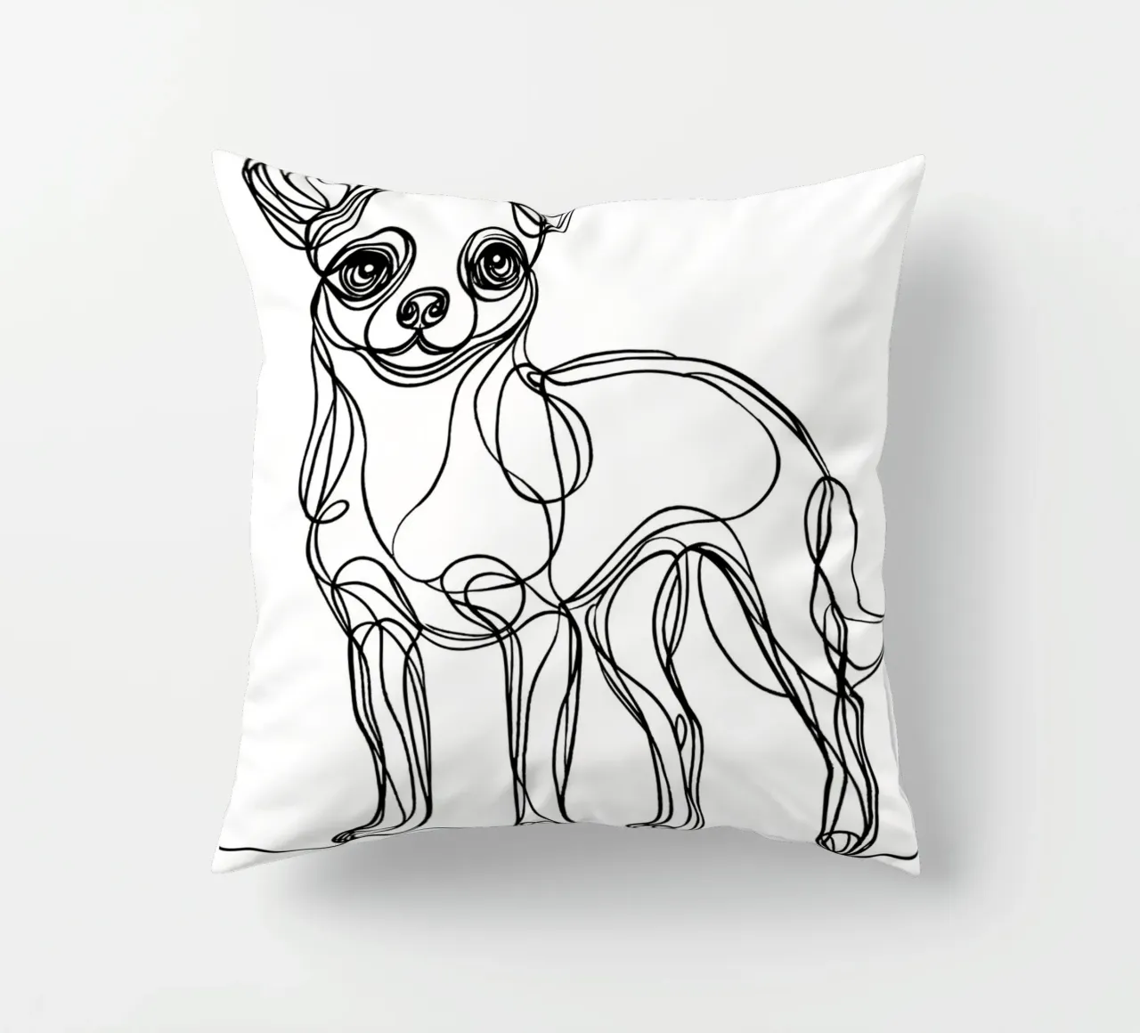 Chihuahua Dog Line Art Drawing decorative cushion by WijdevenDesign